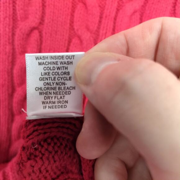 Croft & Barrow Red Cable Knit Sweater Women's S Button Mock Neck Classic Preppy - Picture 8 of 10